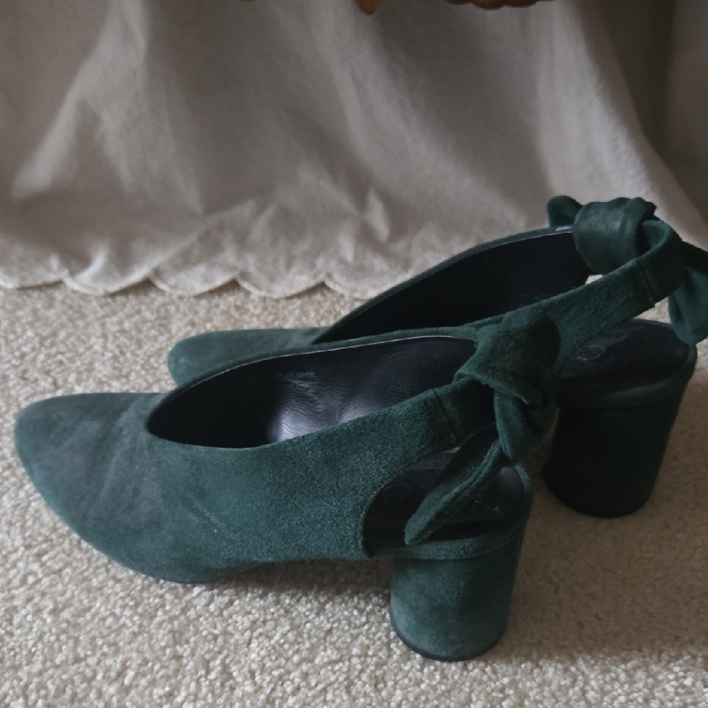 COS Dark Green Suede Heels